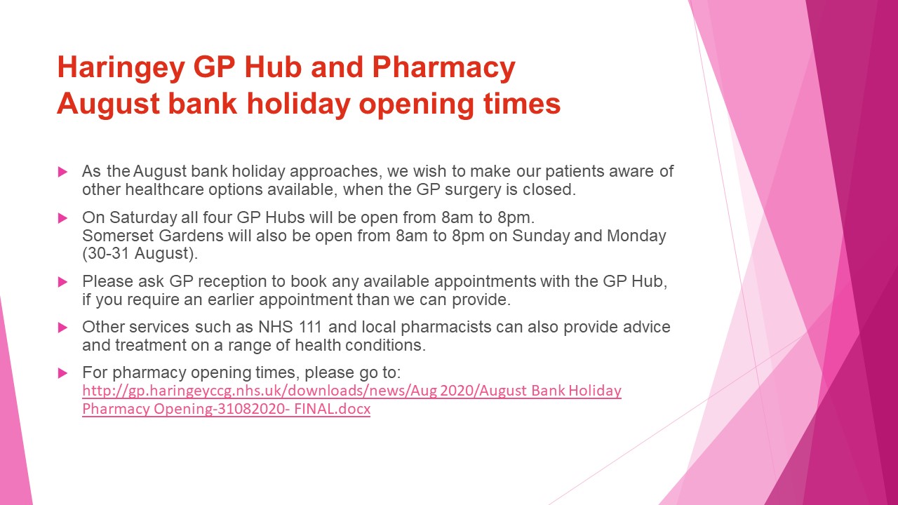 August bank holiday other care options August bank holiday other care options